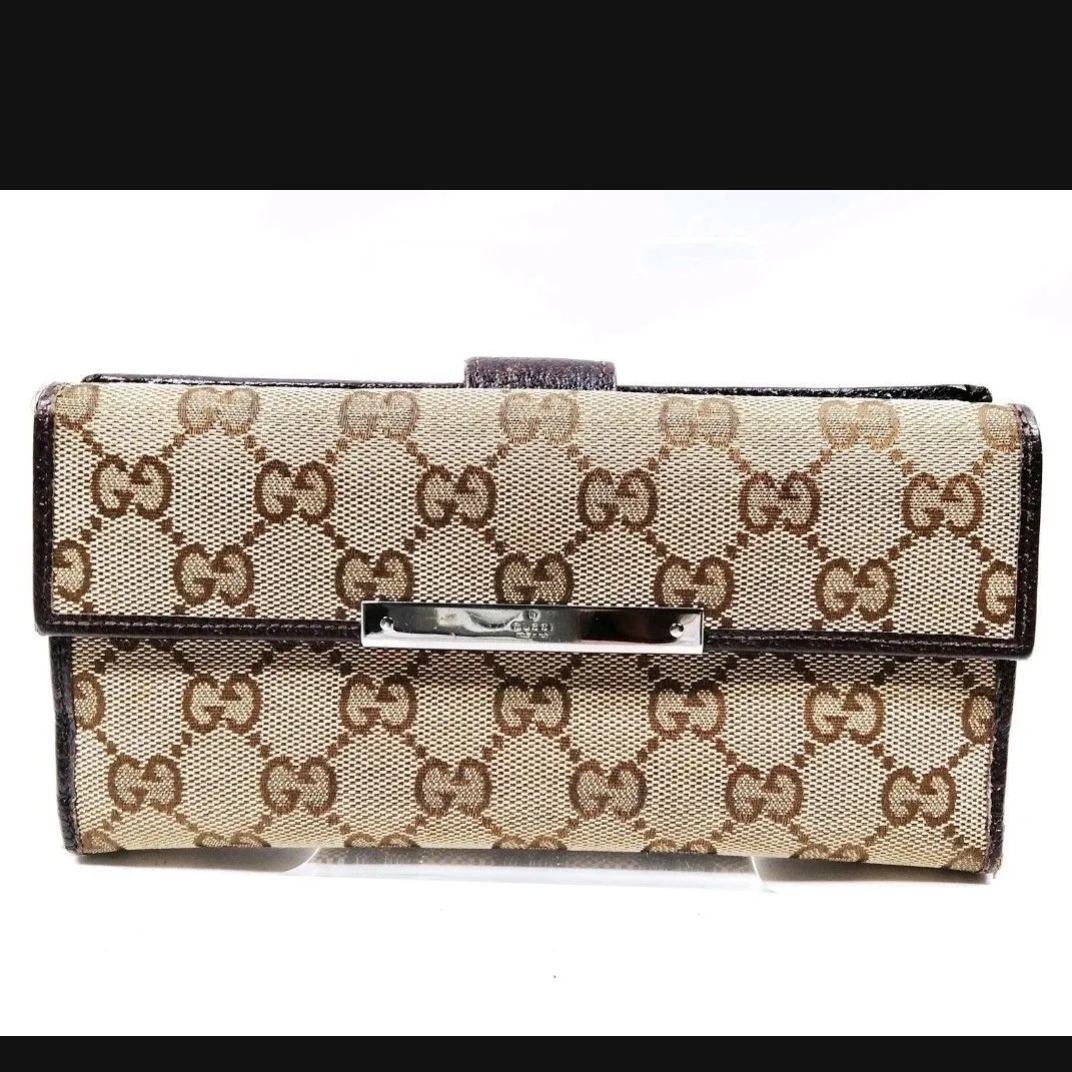 Gucci Monogram Beige And Brown Clutch